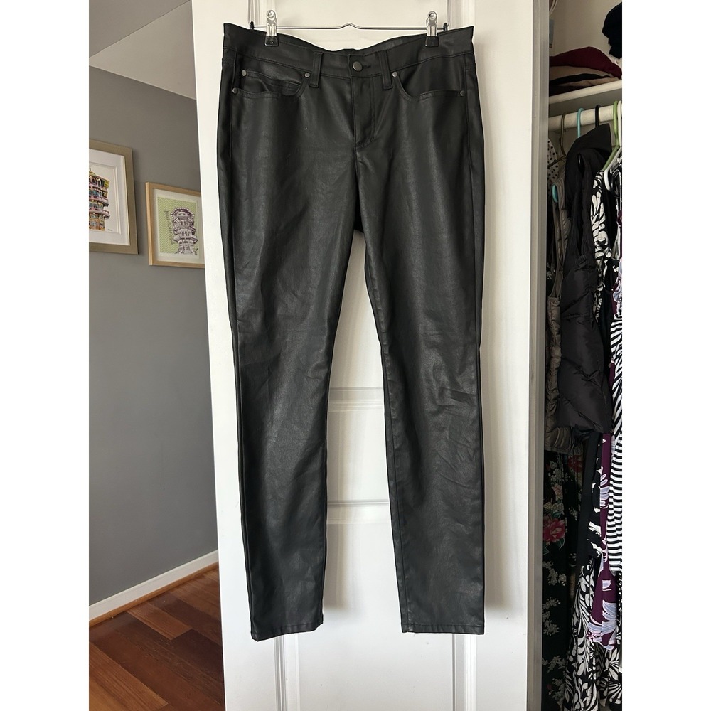 Eileen Fisher Waxed Organic Cotton Coated Jeans Black Women's Size 12